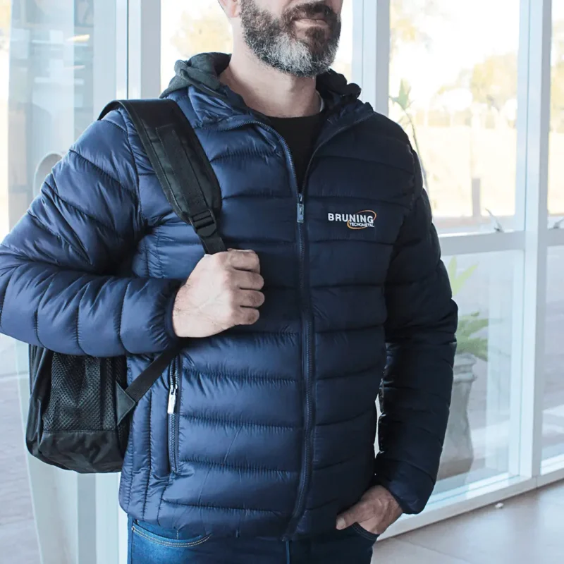 Jaqueta Masculina Puffer Azul C/ Capuz