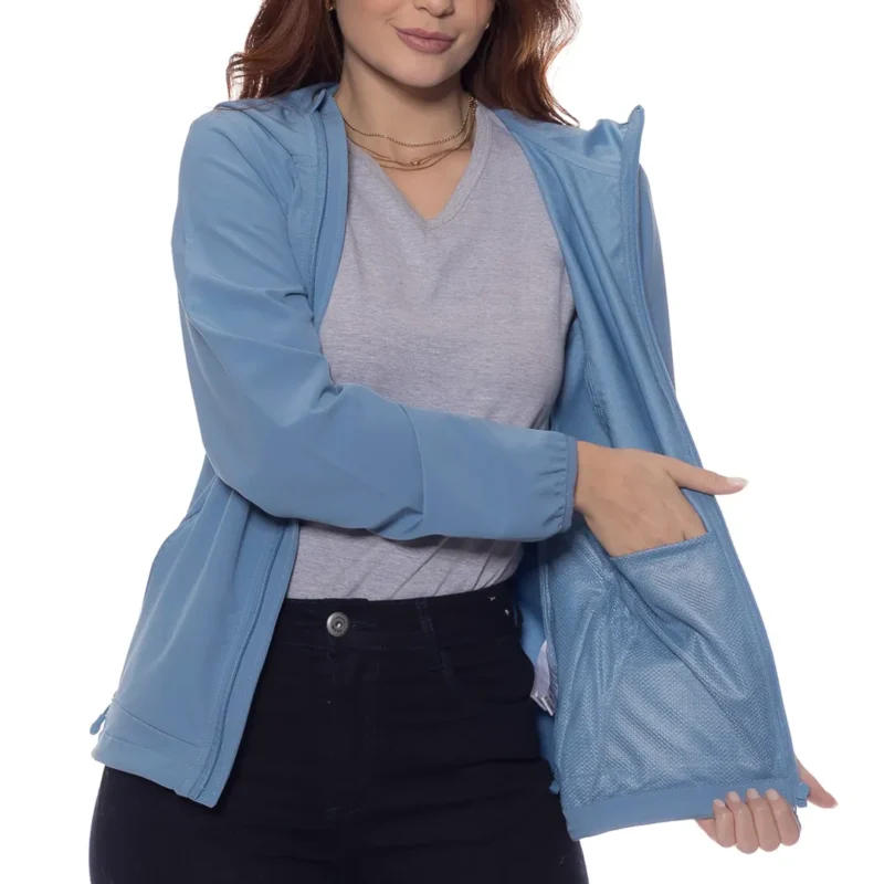 Jaqueta Corta Vento Feminina Azul Claro